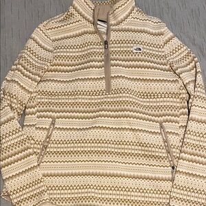 The North Face Women's Cream Patterned Zip-Up Sweater